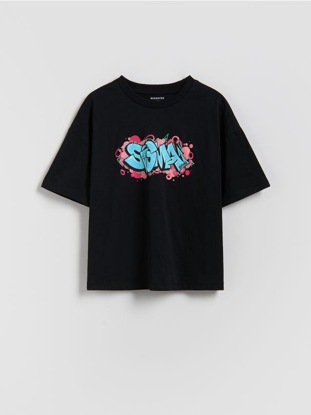 Reserved - T-shirt z nadrukiem - czarny