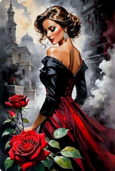 Diamentowa mozaika Kobieta w wieczorowej sukni 30x40cm 2001718