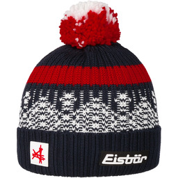 Czapka z Pomponem Norrak by Eisbär, czarno-czerwony, One Size