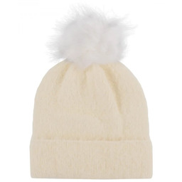 Czapka zimowa damska ala ALPAKA z akrylem z pomponem beanie CZ-Z-3 biała