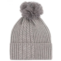 Czapka zimowa damska z agorą z pomponem warkocz CZ-Z-13 szara