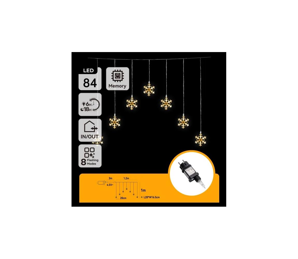 Aigostar - LED Zewnętrzny łańcuch świąteczny 70xLED/230V 1,2x1m IP44 ciepła biała śnieżynki