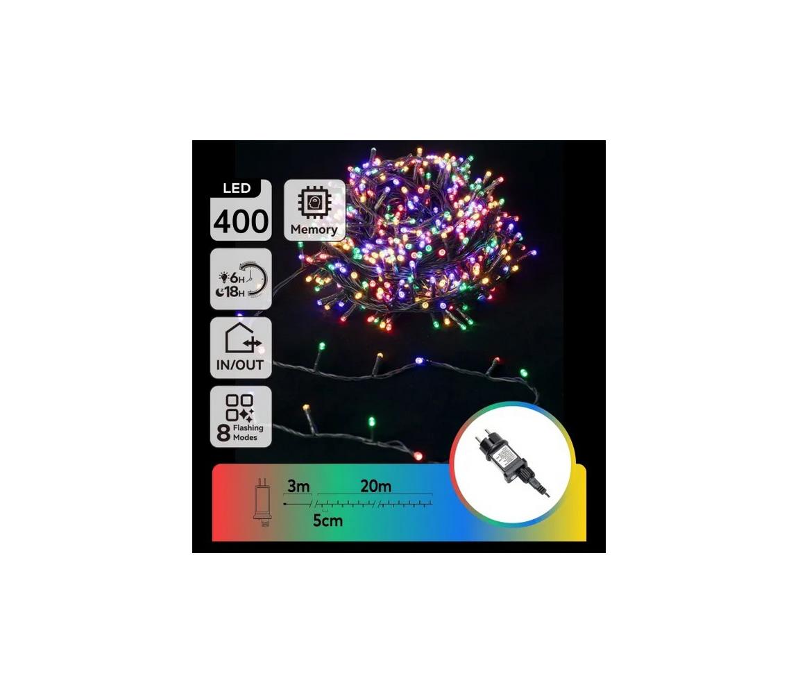 Aigostar - LED RGBY Zewnętrzne lampki świąteczne 400 diod LED/6W/230V/8 funkcji 20m IP44