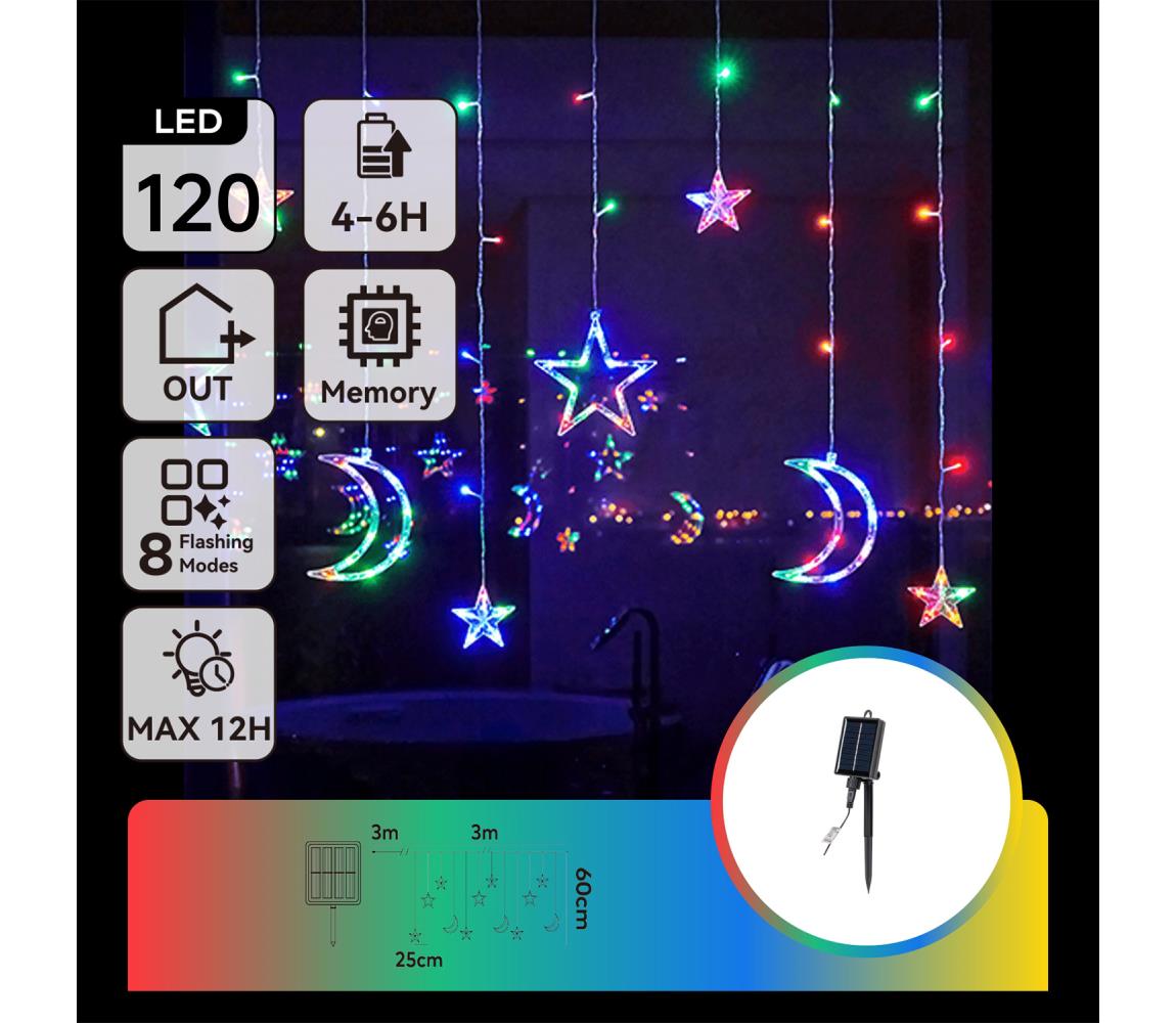 Aigostar - LED RGBY solarny łańcuch świąteczny 120xLED/8 funkcji 3x0,6m 500 mAh IP65