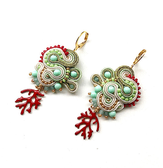 Sutaszowe kolczyki APULIA z koralowcem _ kolekcja 2025