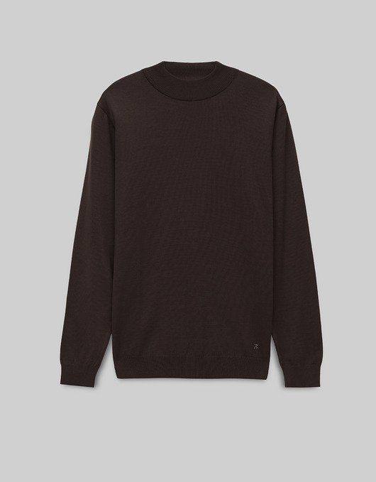 Sweter gładki golf grotte brązowy (br2)