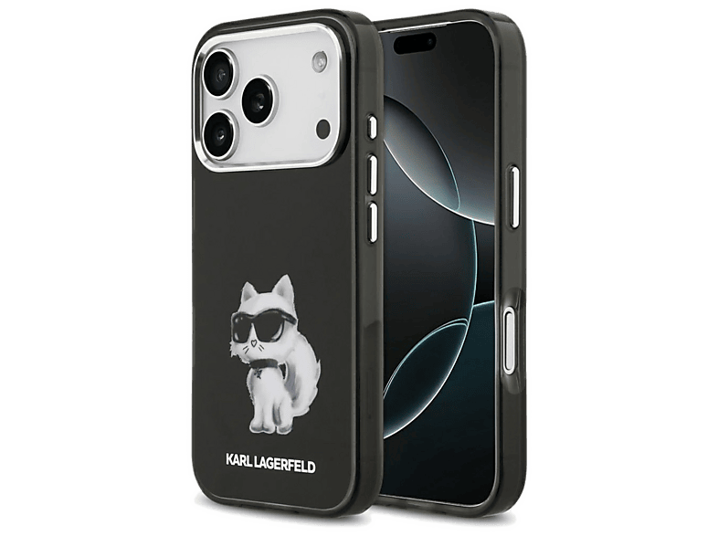 Etui KARL LAGERFELD IML Aquarelle Choupette & Logo MagSafe do iPhone 17 Pro Czarny