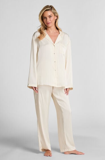 Hunkemöller Spodnie satynowe w prążki Biały