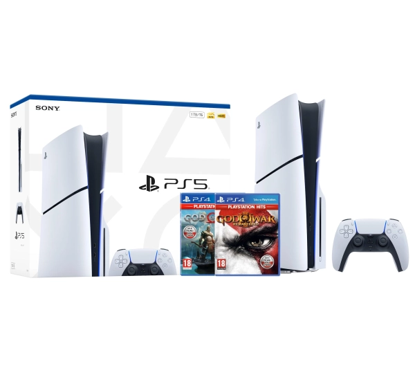 Sony PlayStation 5 Slim E Chassis PS5 1TB z napędem + God of War + God of War III Remastered