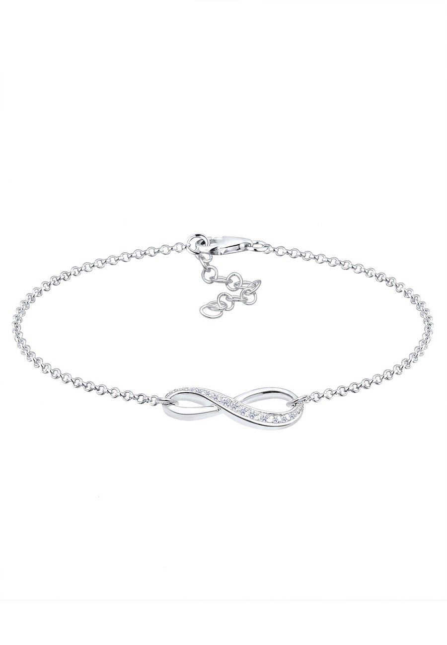 Elli Damski symbol nieskończoności z kryształami cyrkonii, srebro próby 925 Sterling Silver Bransoletki 1 ct