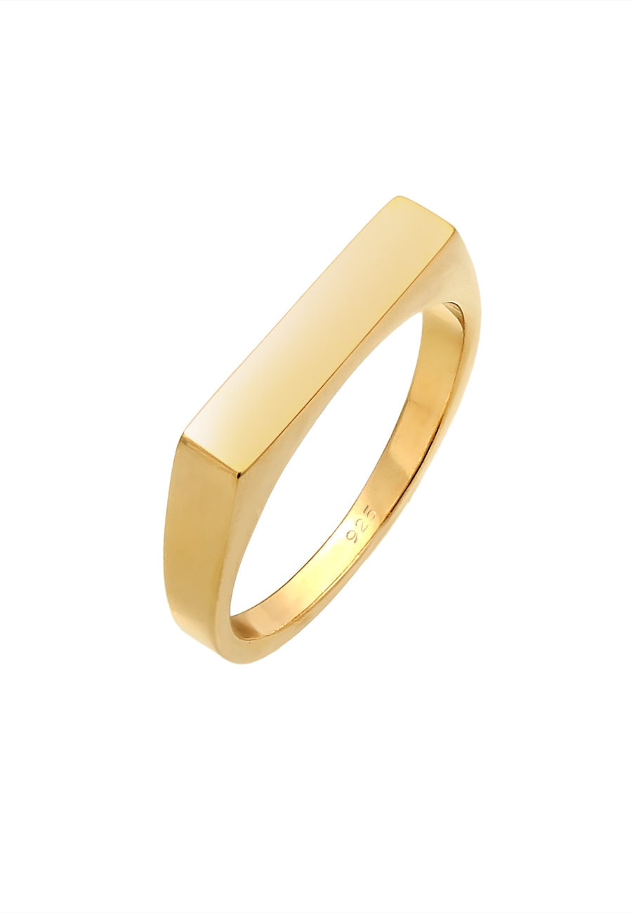 Elli Damski sygnet kwadratowy Geo Design Basic w srebrze 925 Sterling Silver Pierścionki 1 ct