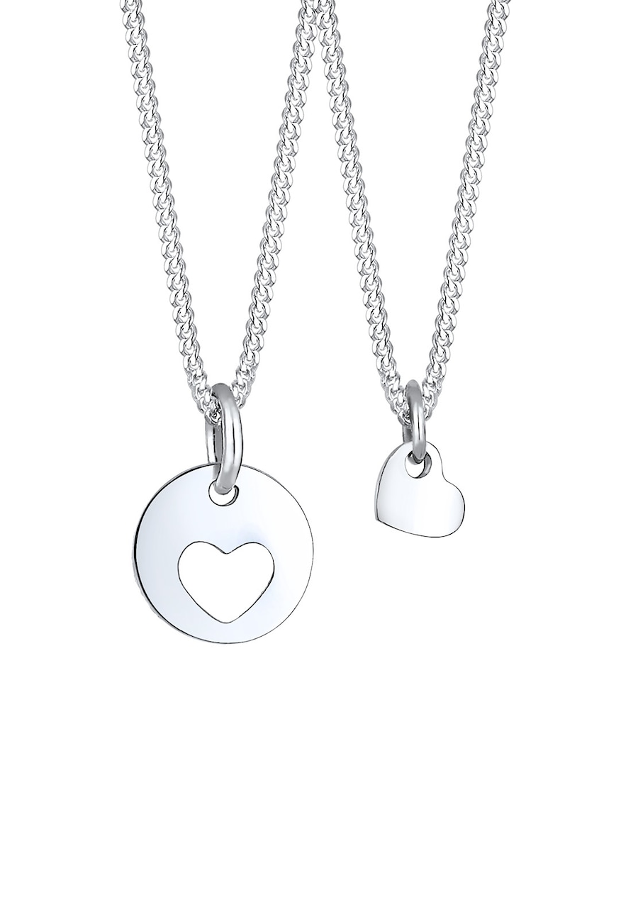 Elli Damski zestaw serce wycięte zawieszka dla mamy i dziecka miłość w pozłacanym różowym złotem srebrze 925 Sterling Silver Naszyjniki 1 ct