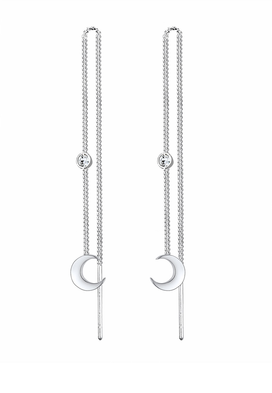 Elli Damskie kolczyki wiszące półksiężyc Moon Astro z kryształem ze srebra próby 925 Sterling Silver. Kolczyki 1 ct