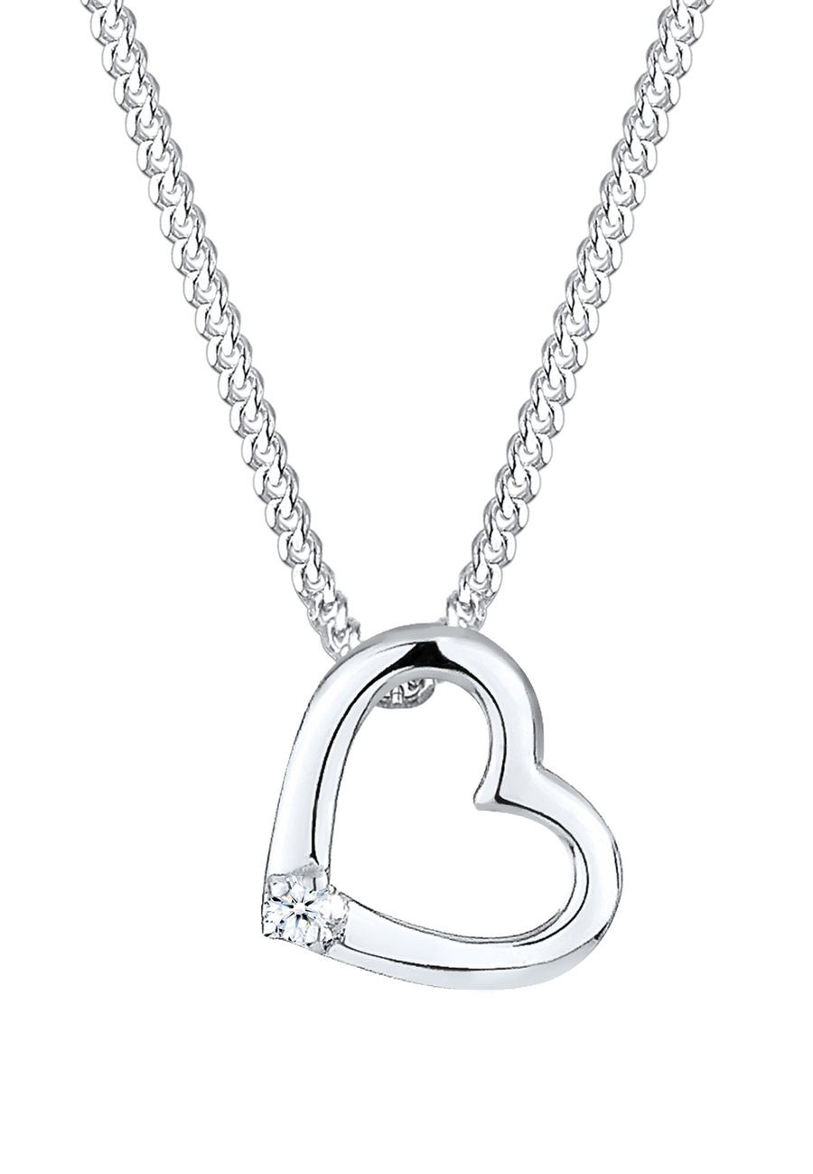Elli DIAMONDS Damski serce miłość wisiorek delikatny z diamentem (0.015 ct.) w srebrze 925 Sterling Silver Naszyjniki 1 ct