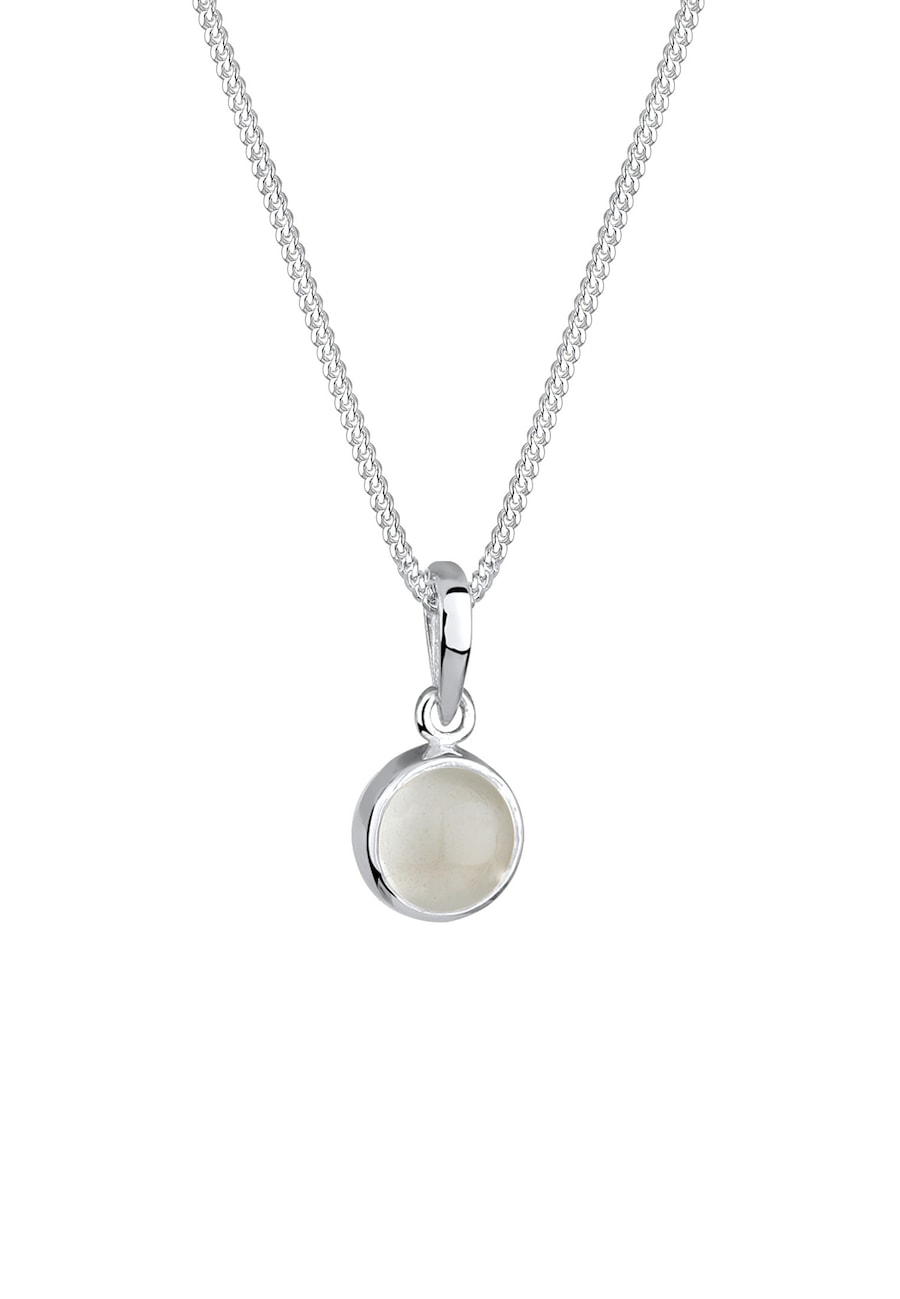 Elli Damski wisiorek okrągły z kamieniem księżycowym srebro 925 Sterling Silver Naszyjniki 1 ct