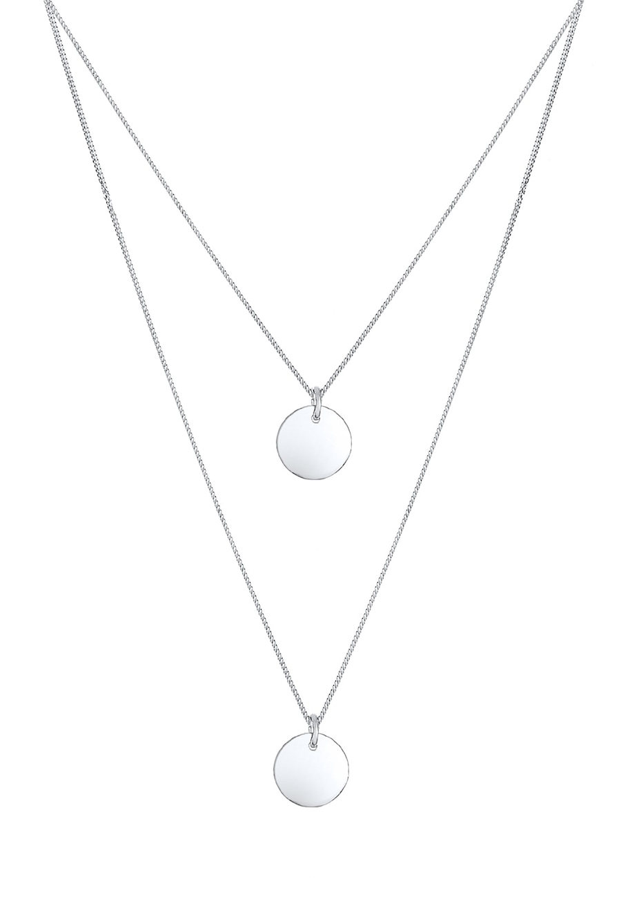 Elli Damski wisiorek dwuwarstwowy z zawieszką ze srebra próby 925 Sterling Silver Naszyjniki 1 ct