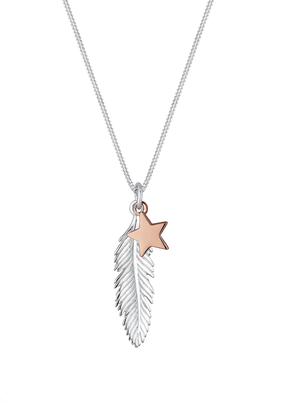 Elli Damski pióro gwiazda wisiorek dwukolorowy ze srebra próby 925 Sterling Silver Naszyjniki 1 ct