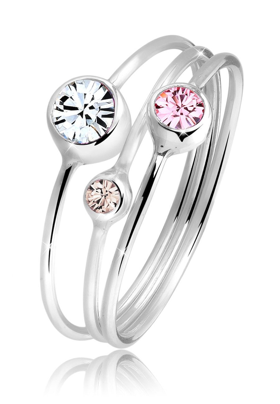 Elli Zestaw damski do łączenia Modern z kryształami w srebrze próby 925 Sterling Silver Pierścionki 1 ct Damski