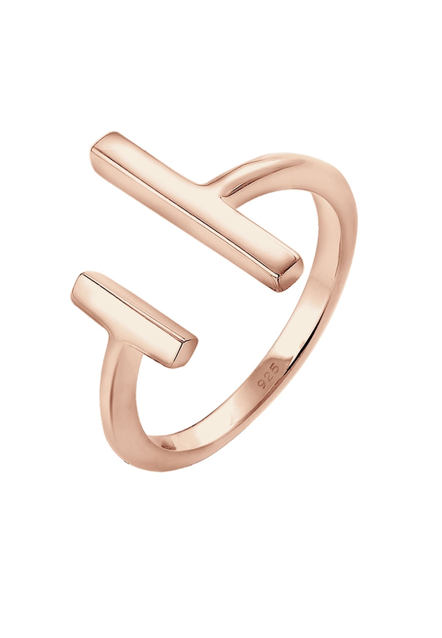 Elli Damski Geo rodowany Open Minimal ze srebra próby 925 Sterling Silver Pierścionki 1 ct