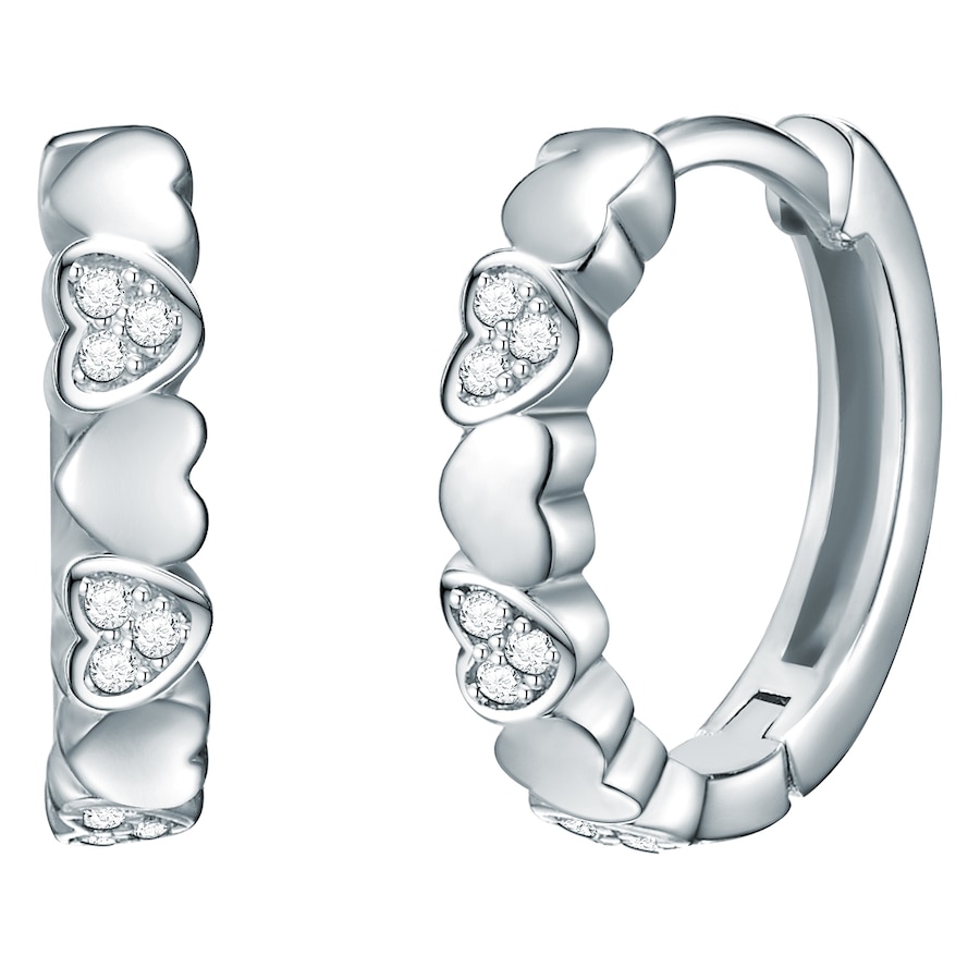 Rafaela Donata Srebrne kolczyki kreole Serce srebro wysokiej próby Cyrkonia różowe złoto Kolczyki koła 1 ct Damski