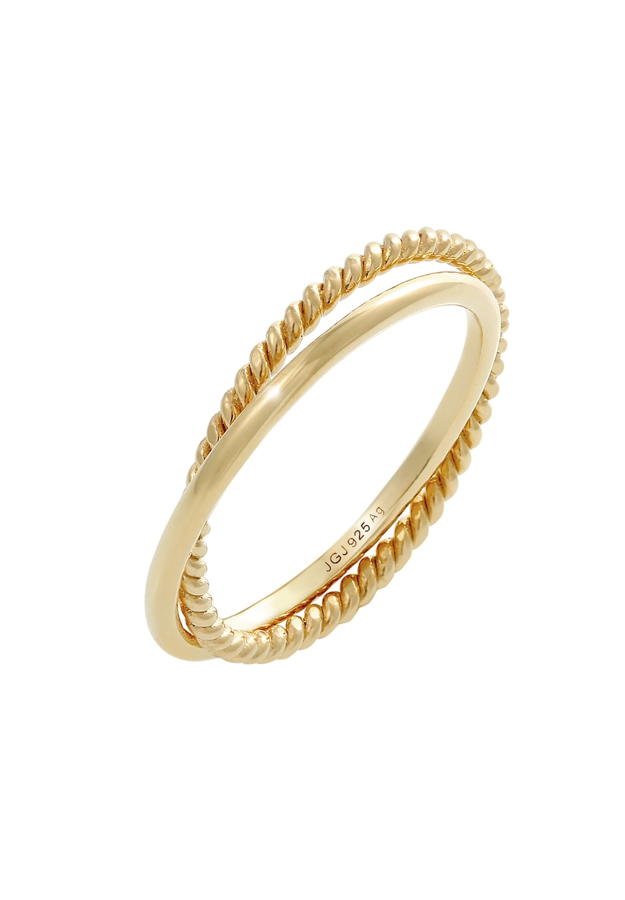 Elli Klasyczny filigranowy zakręcony Twisted Trend w srebrze próby 925 Sterling Silver Pierścionki 1 ct Damski