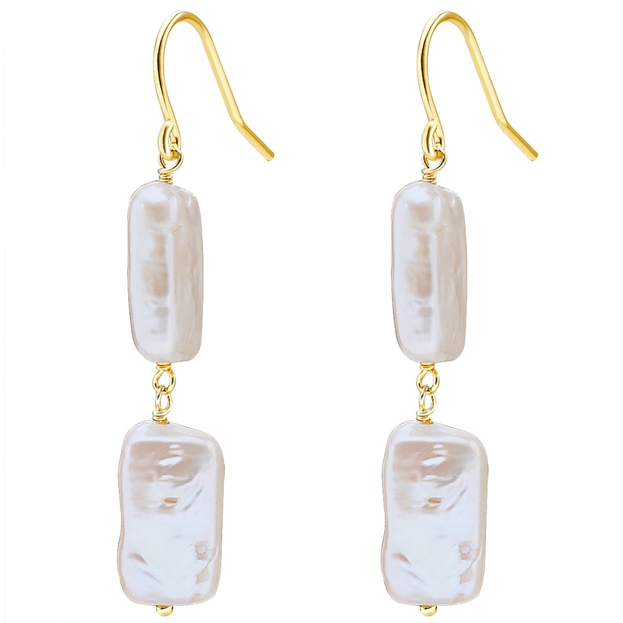 Valero Pearls Kolczyki wiszące z perłą srebro wysokiej próby Perła hodowlana słodkowodna żółte złoto 1 ct Damski