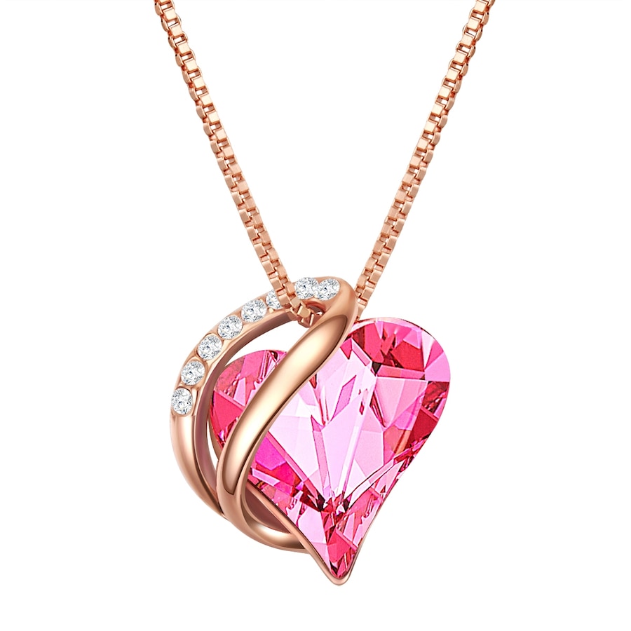 Rafaela Donata Naszyjnik srebrny Serce srebro wysokiej próby zdobiony kryształkami Swarovski® różowe złoto Naszyjniki 1 ct Damski