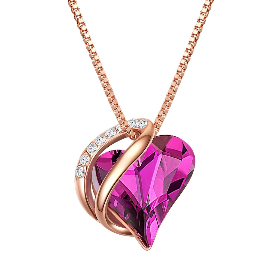 Rafaela Donata Naszyjnik srebrny Serce srebro wysokiej próby zdobiony kryształkami Swarovski® różowe złoto Naszyjniki 1 ct Damski