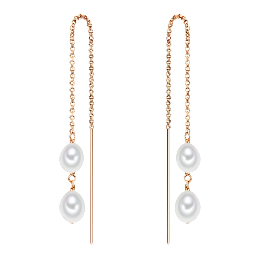 Valero Pearls Kolczyki wiszące z perłą srebro wysokiej próby Perła hodowlana słodkowodna różowe złoto 1 ct Damski