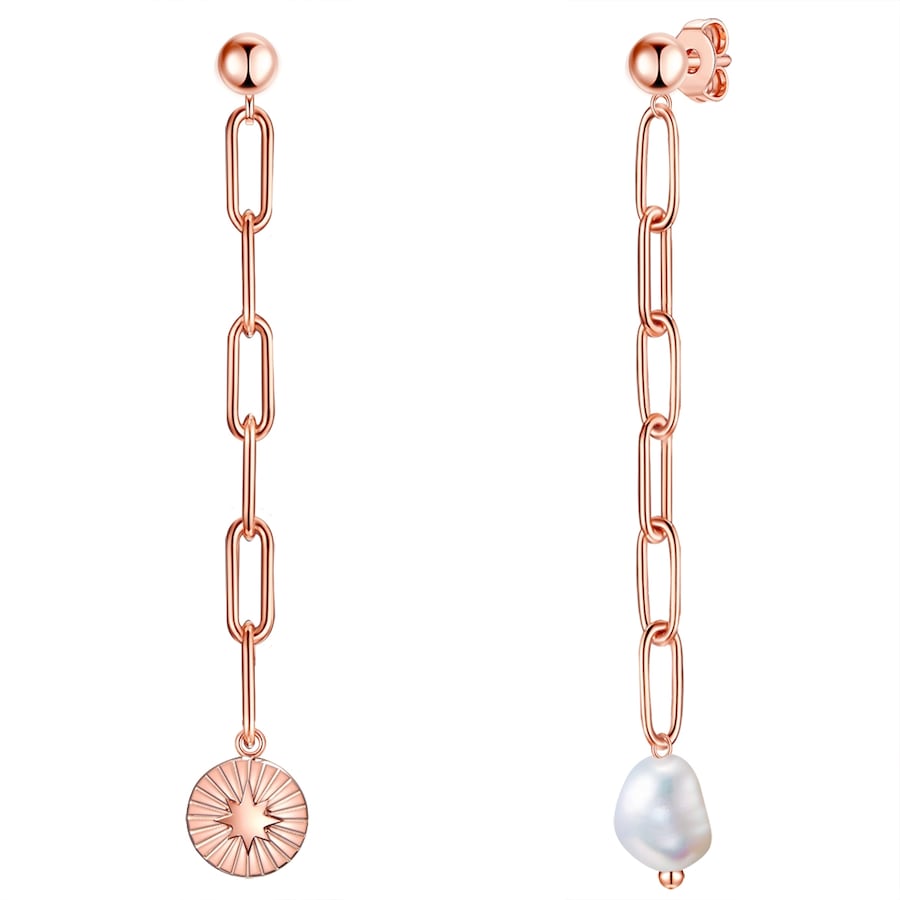 Valero Pearls Stal nierdzewna Perła hodowlana słodkowodna Kolczyki 1 ct Damski