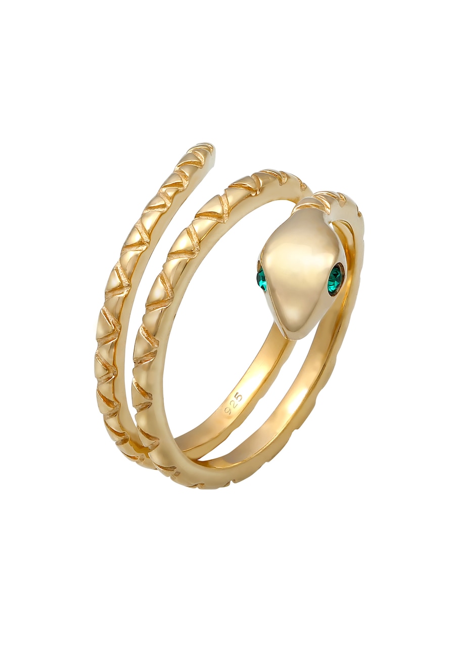 Elli Damski wąż Pinky Modern z kryształami w pozłacanym srebrze próby 925 Sterling Silver Pierścionki 1 ct