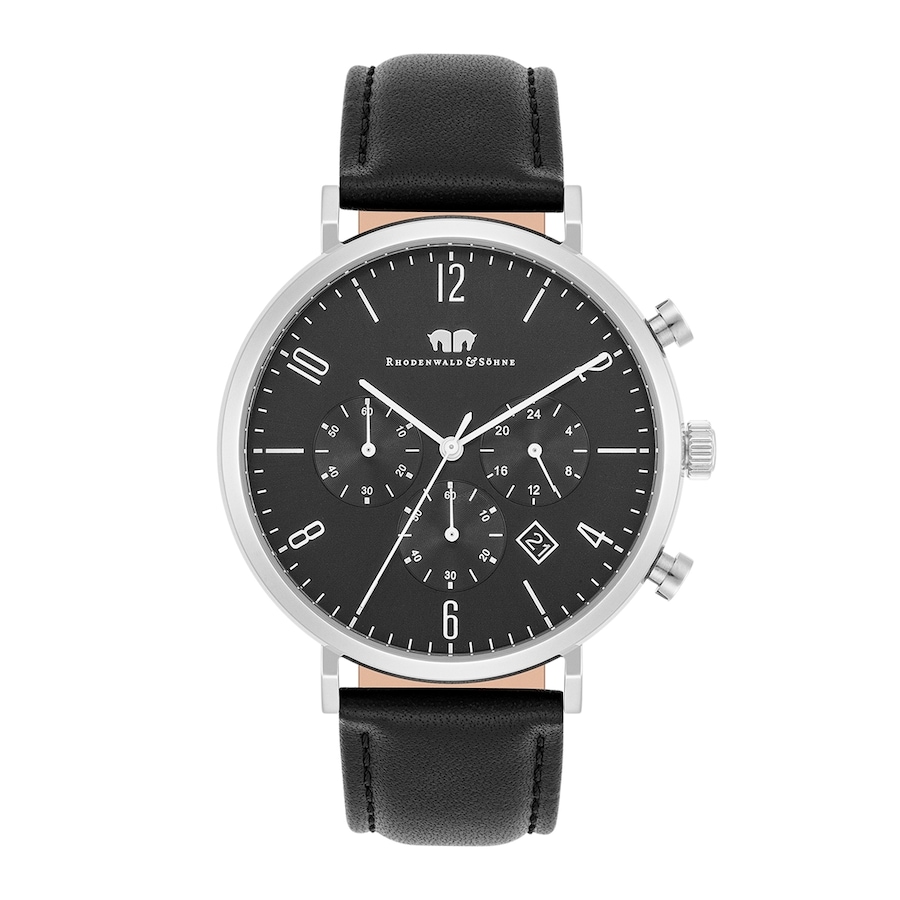 Rhodenwald & Söhne Chronograf Arakon Srebrny Skóra naturalna Czarny Zegarki męskie 1 ct Męskie