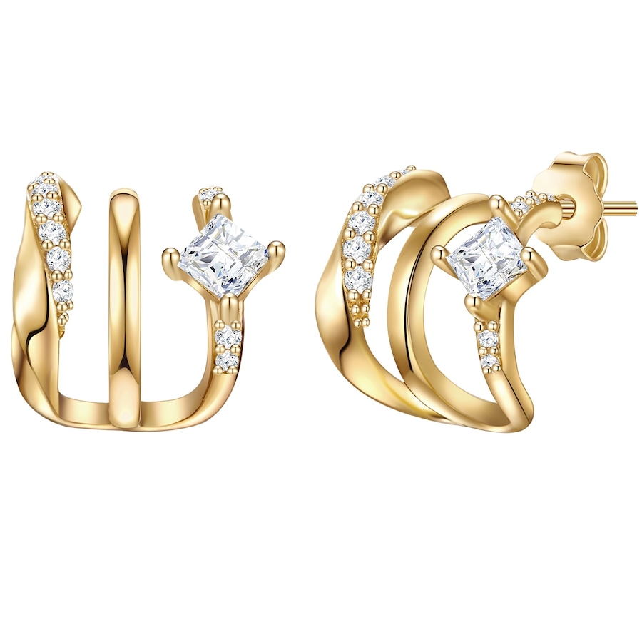 Glanzstücke München Srebrne kolczyki sztyfty srebro wysokiej próby Cyrkonia żółte złoto Kolczyki 1 ct Damski