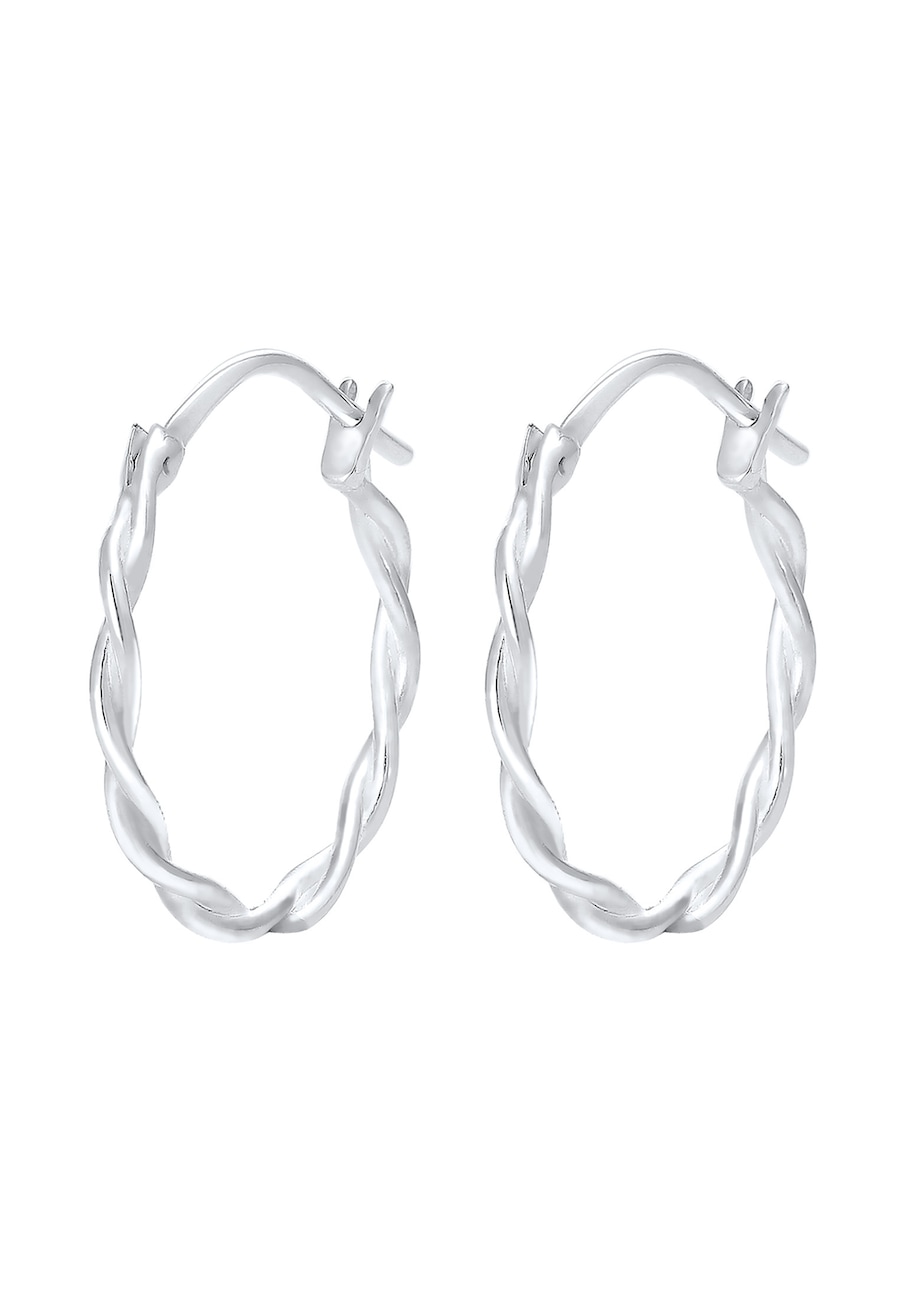 Elli Damskie kreole Basic skręcone w srebrze 925 Sterling Silver Kolczyki koła 1 ct