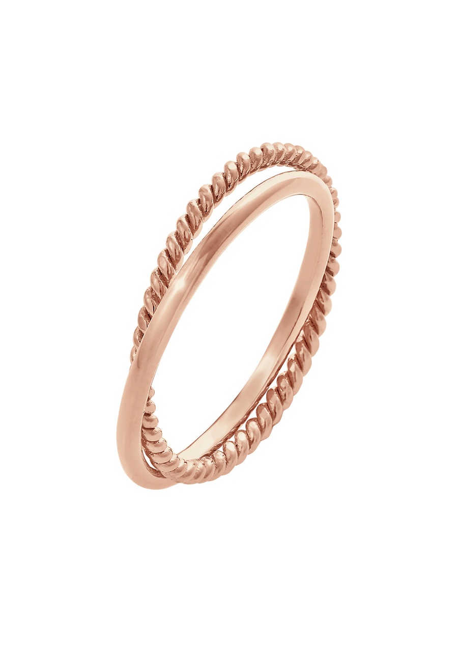 Elli Klasyczny filigranowy zakręcony Twisted Trend w srebrze próby 925 Sterling Silver Pierścionki 1 ct Damski