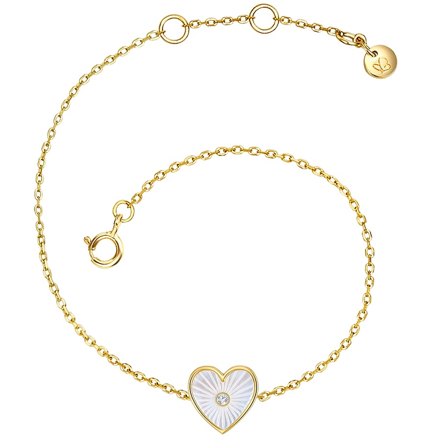 Glanzstücke München Srebrna bransoleta srebro wysokiej próby Cyrkonia Masa perłowa żółte złoto Bransoletki 1 ct Damski