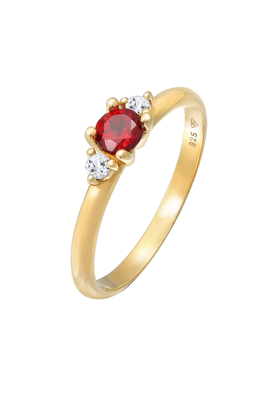Elli PREMIUM Damski pierścioenke klasyczny z garnet i topaz w pozłacanym srebrze 925 Sterling Silver Pierścionki 1 ct