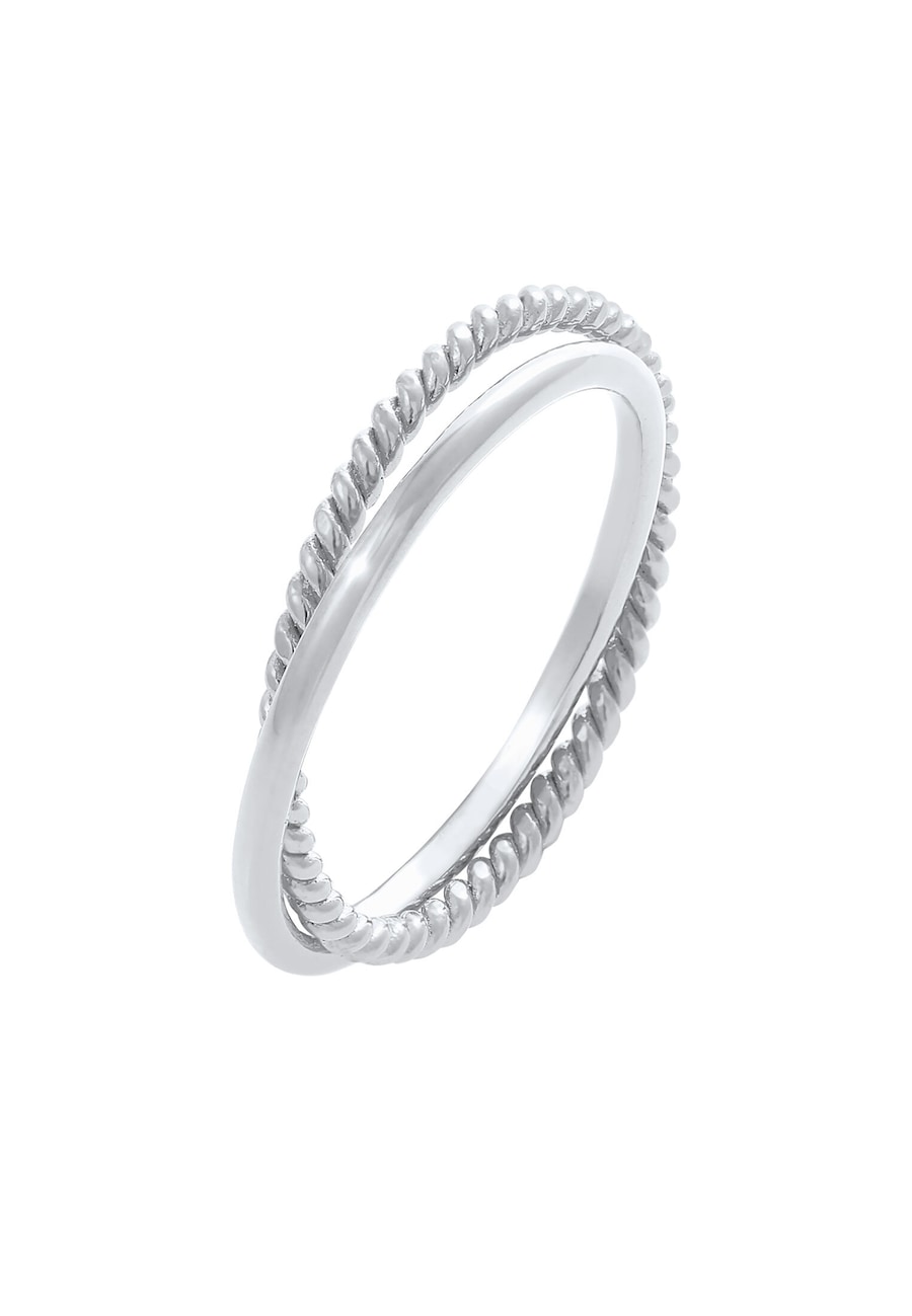 Elli Klasyczny filigranowy zakręcony Twisted Trend w srebrze próby 925 Sterling Silver Pierścionki 1 ct Damski