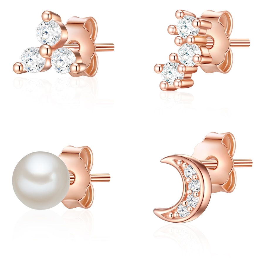 Glanzstücke München Srebrne kolczyki sztyfty srebro wysokiej próby Cyrkonia Perła hodowlana słodkowodna różowe złoto Kolczyki 1 ct Damski