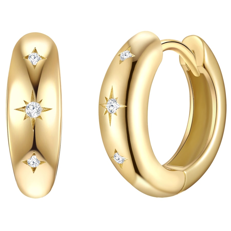 Glanzstücke München Kolczyki Gwiazda z Srebro wysokiej próby w Żółte złoto Kolczyki koła 1 ct Damski
