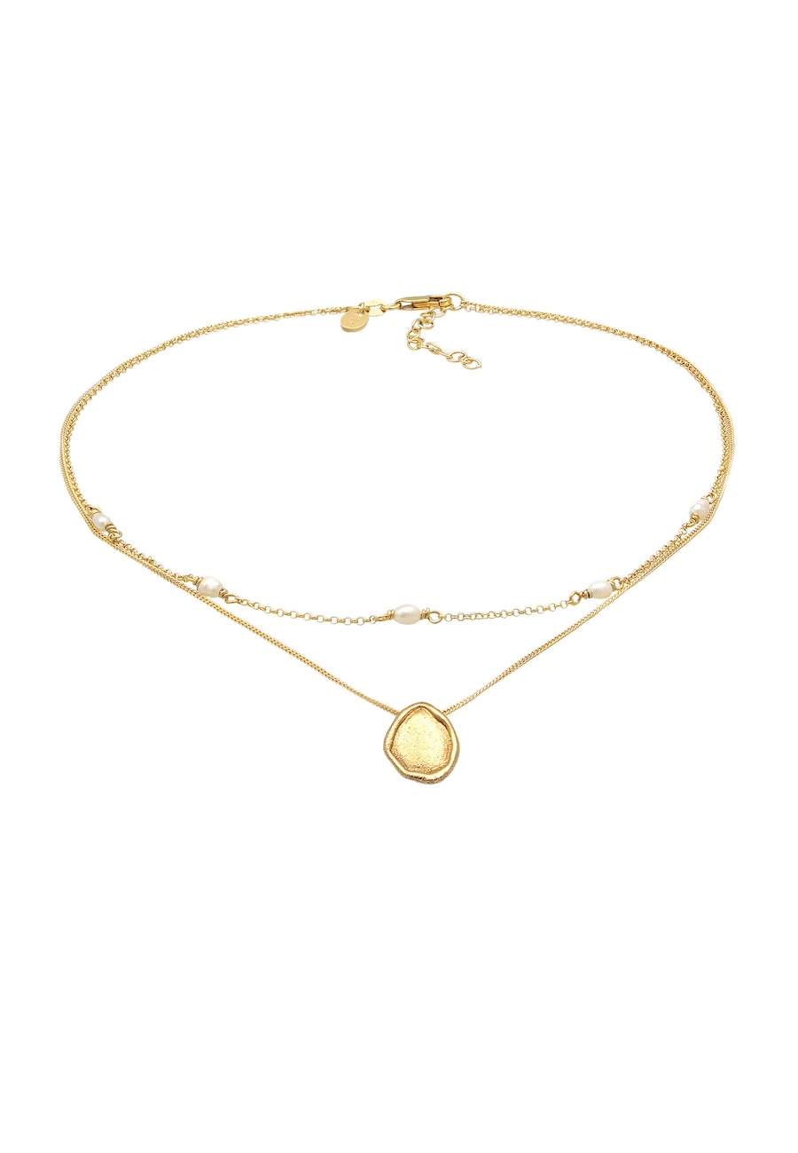 Elli PREMIUM Damski wisiorek choker z perłą hodowlana słodkowodną z pozłacanego srebra próby 925 Sterling Silver Naszyjniki 1 ct