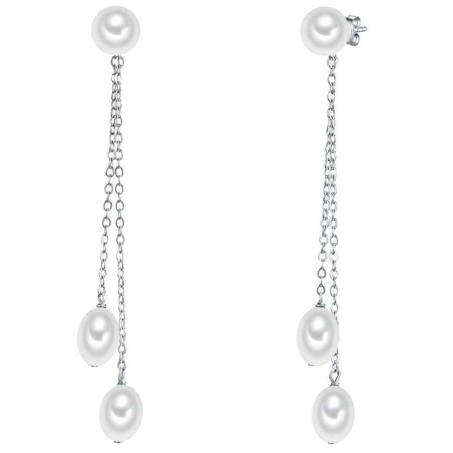 Valero Pearls Kolczyki wiszące srebrne srebro wysokiej próby Perła hodowlana słodkowodna srebrny 1 ct Damski