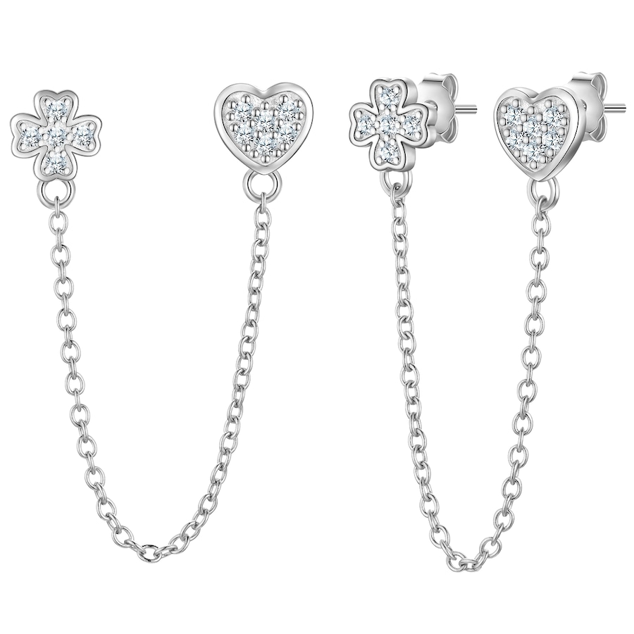 Glanzstücke München Kolczyki serce/koniczyna z Srebro wysokiej próby w Srebrny 1 ct Damski