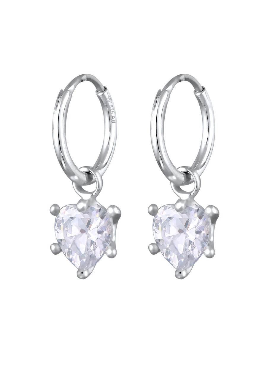 Elli Kobiety Serce Cyrkonie Kryształy Szlifowane Serce Biały 925 Sterling Silver Kolczyki koła 1 ct Damski