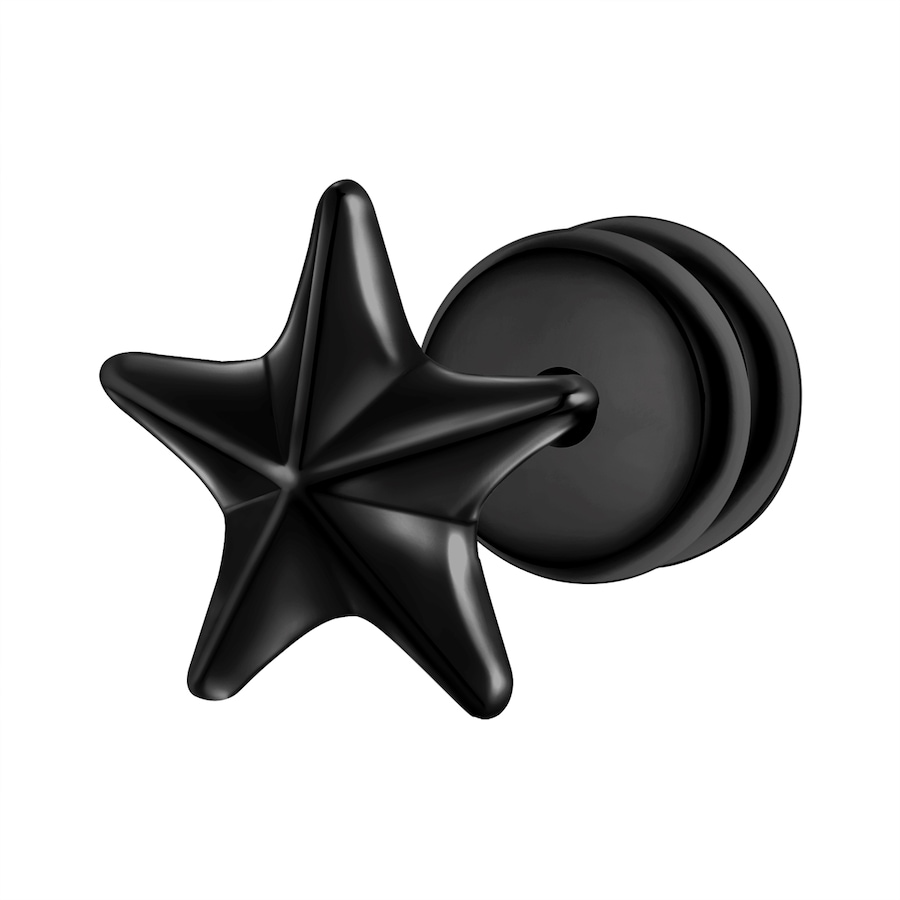 True Rebels Kolczyki Gwiazda Stal nierdzewna Czarny 1 ct Męskie