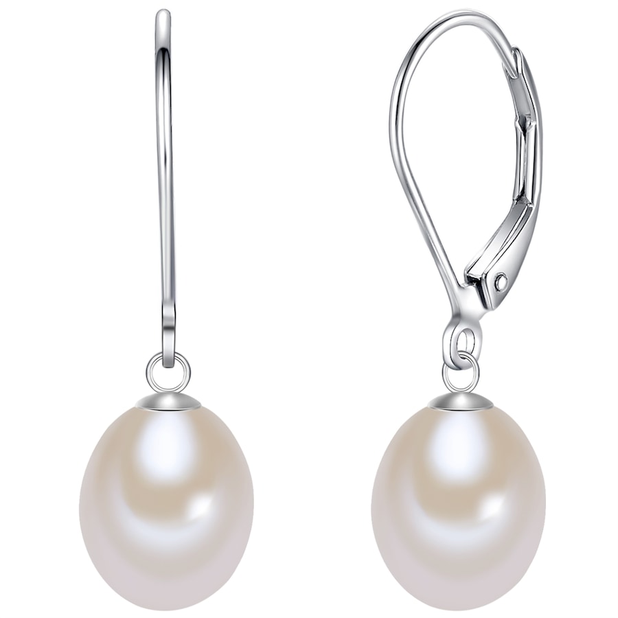 Lulu & Jane Srebro wysokiej pr óby Perła hodowlana słodkowodna Kolczyki koła 1 ct Damski