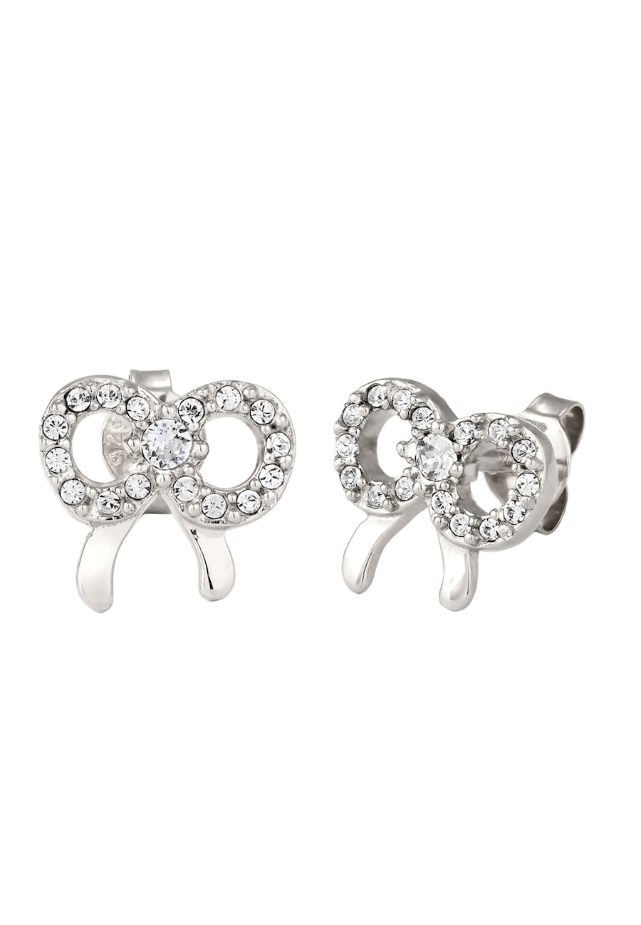 Elli Kolczyki sztyfty Kobiety Wstążka Szklane kryształy Xirius Szlif Białe 925 Sterling Silver Pozłacane 1 ct Damski