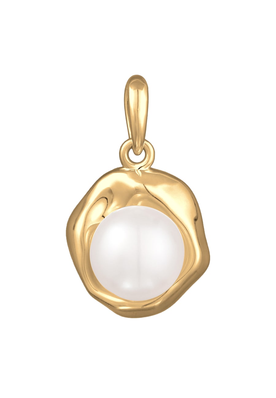 Elli PREMIUM Damski wisiorek okrągły organiczny z perłą hodowlaną słodkowodną z pozłacanego srebra próby 925 Sterling Silver Wisiorki 1 ct