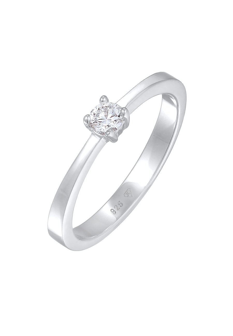 Elli DIAMONDS Damski pierścionek zaręczynowy Solitaire z diamentami wyhodowanymi w laboratorium (0,17 ct) ze srebra 925 Sterling Silver Pierścionki 1 ct