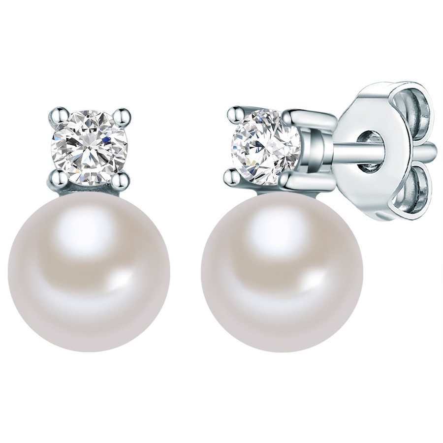 Lulu & Jane Srebro wysokiej pr óby Cyrkonia Perła (synt.) Kolczyki 1 ct Damski